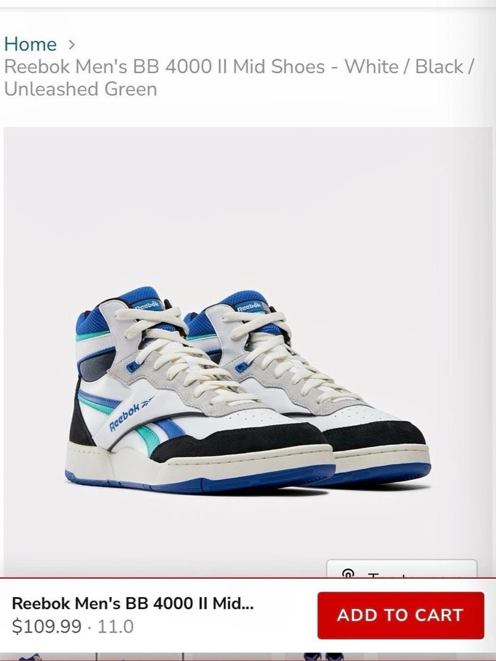 Reebok BB 4000 II Mid Sneakers US 8
